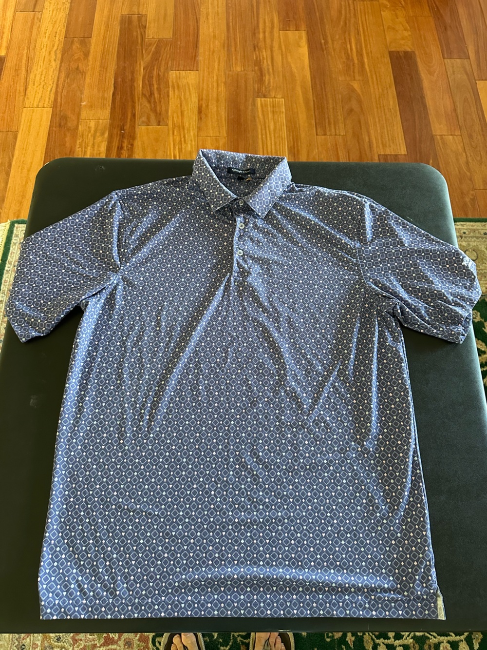 Straight Down Men's Blue Geometric Short-Sleeve Polo Shirt Poppy Hills Golf XL